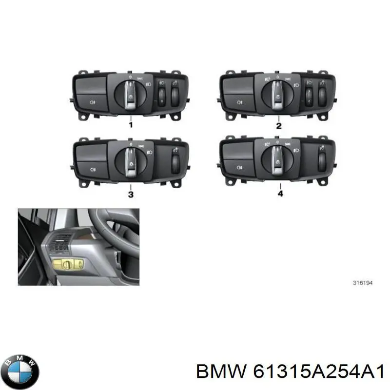 Купити 61319865813 BMW Перемикач світла фар, на "торпеді"