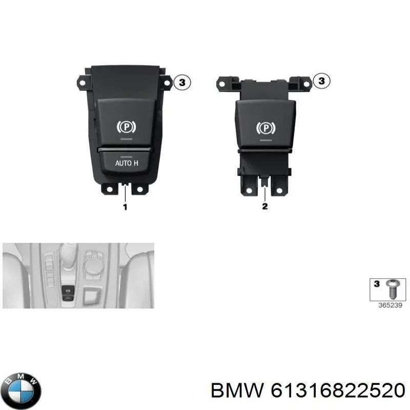61316822520 BMW кнопка важеля стоянкового гальма