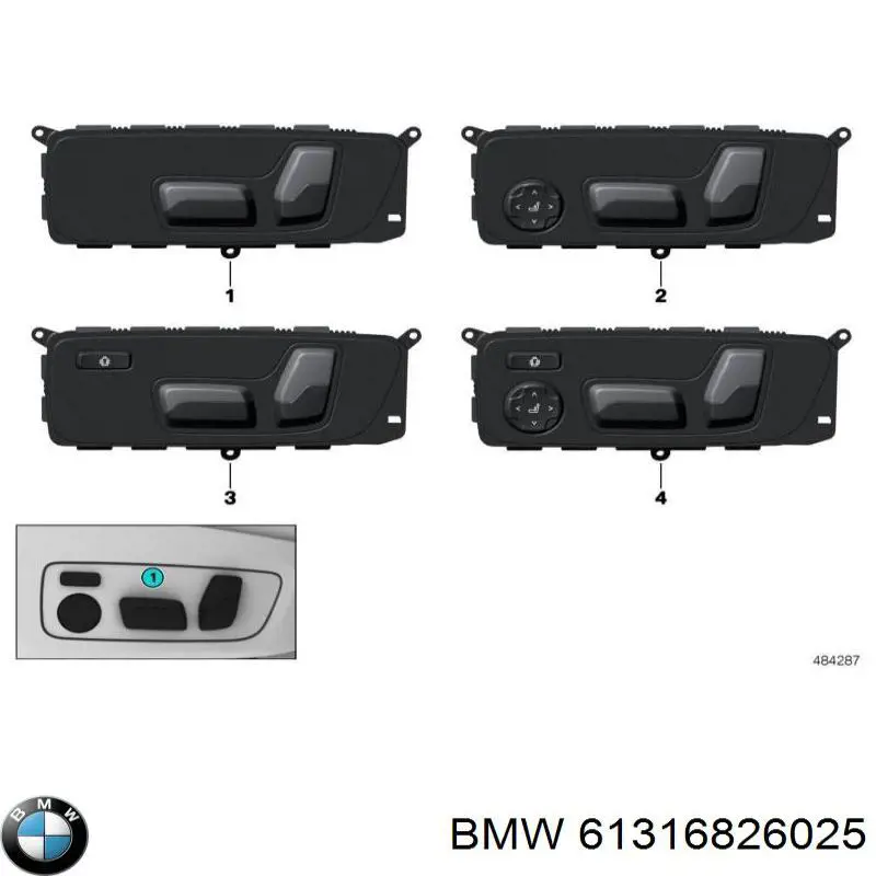 61316826025 BMW Блок кнопок механізму регулювання сидінь, лівий