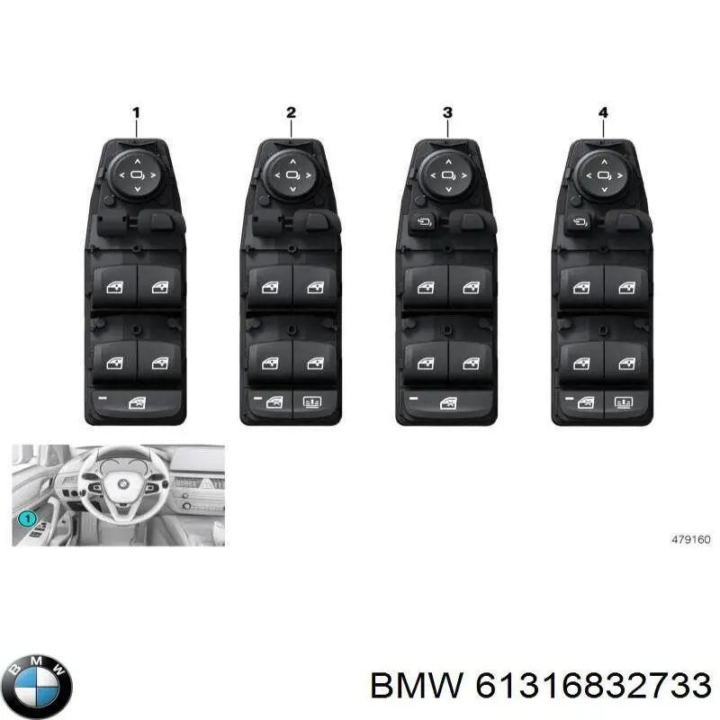 61316832733 BMW Кнопки переднього лівого склопід'ємника