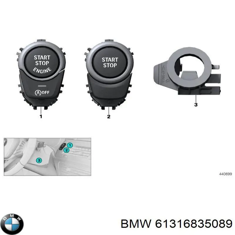 Купити 61316835089 BMW Кнопка запуску двигуна