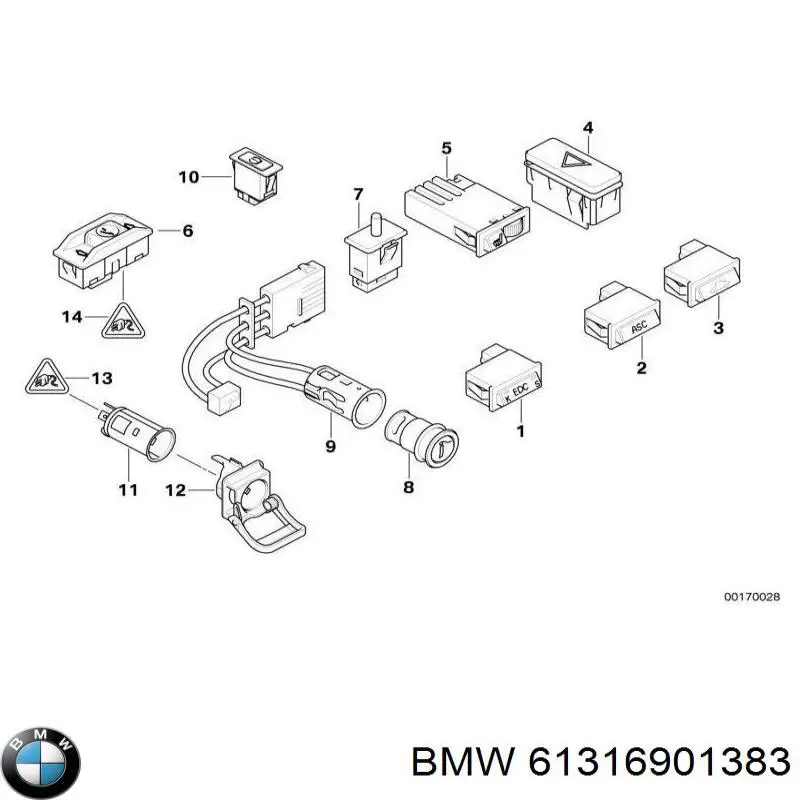 Купити 61316901383 BMW Блок керування дзеркалами заднього виду