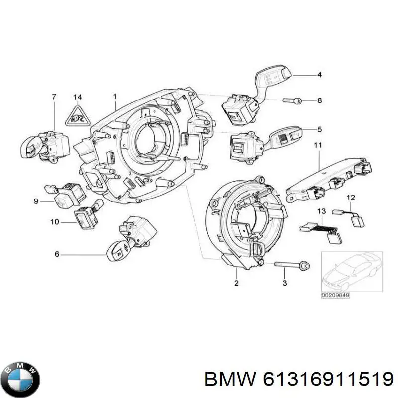 Перемикач підрульовий, правий на BMW 7 (E65, E66, E67)