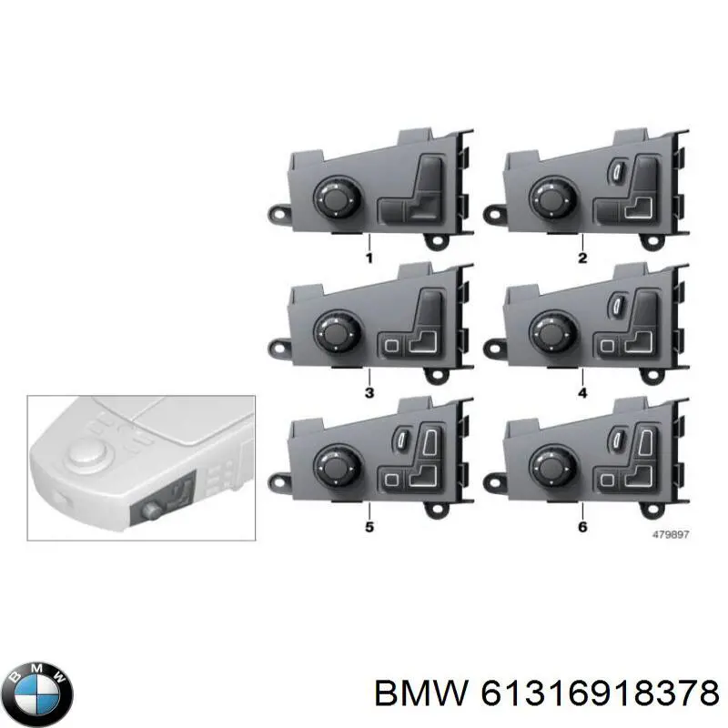 Блок кнопок механізму регулювання сидінь, лівий BMW 61316918378 ціна, від 360.75 USD
