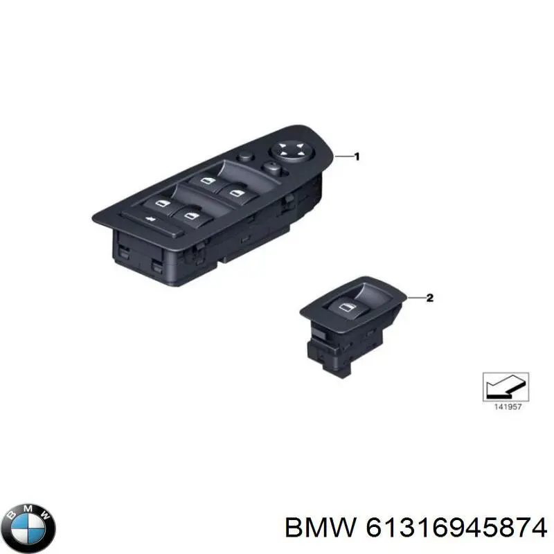 61316945874 BMW кнопка вмикання двигуна склопідіймача передня права