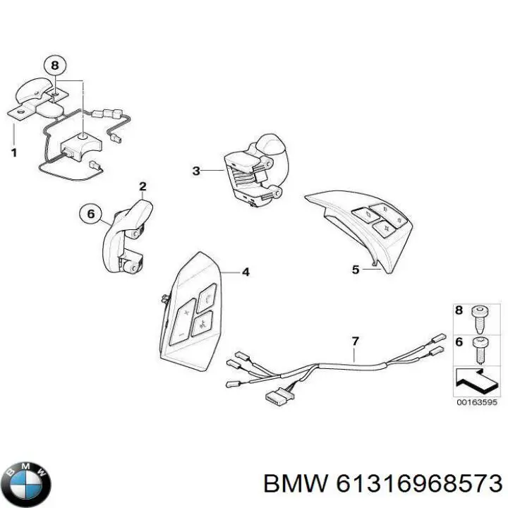 Блок кнопкових перемикачів кермового колеса BMW 61316968573 ціна, від 177.12 USD