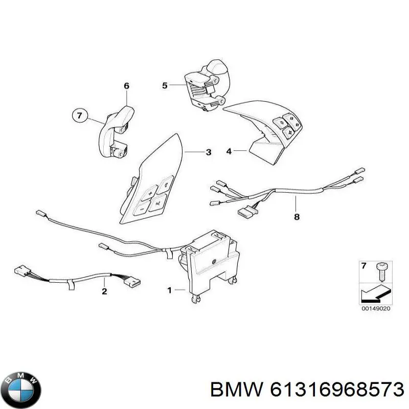 61316968573 BMW Блок кнопкових перемикачів кермового колеса