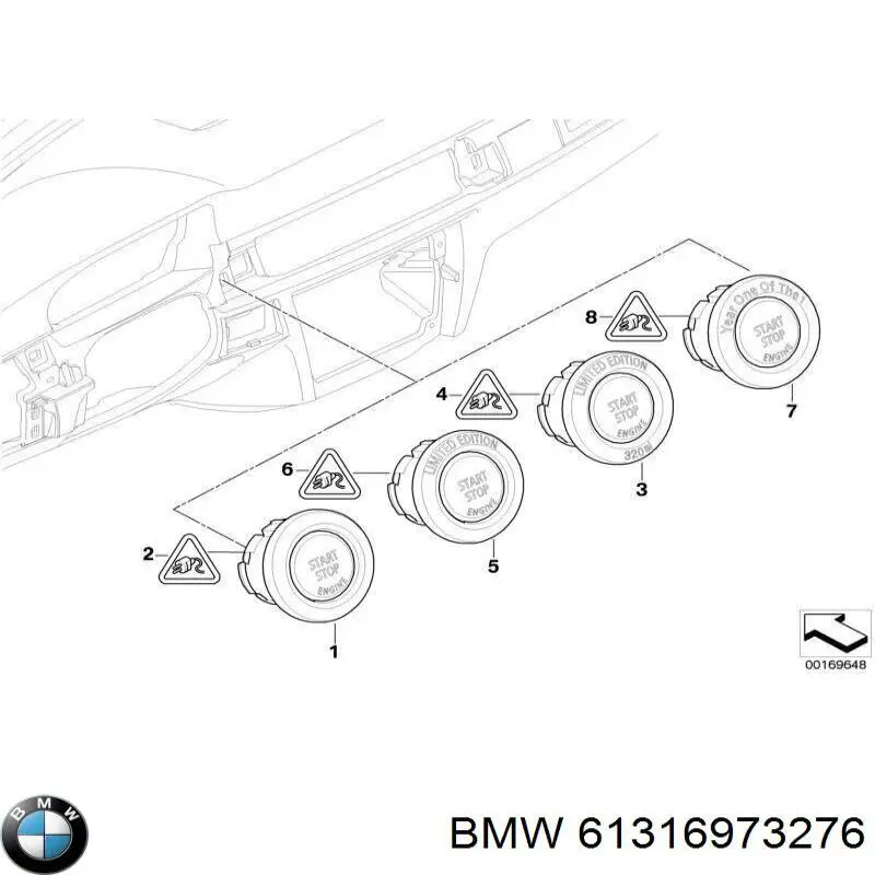Кнопка запуску двигуна BMW 61316973276 ціна, від 14.24 USD