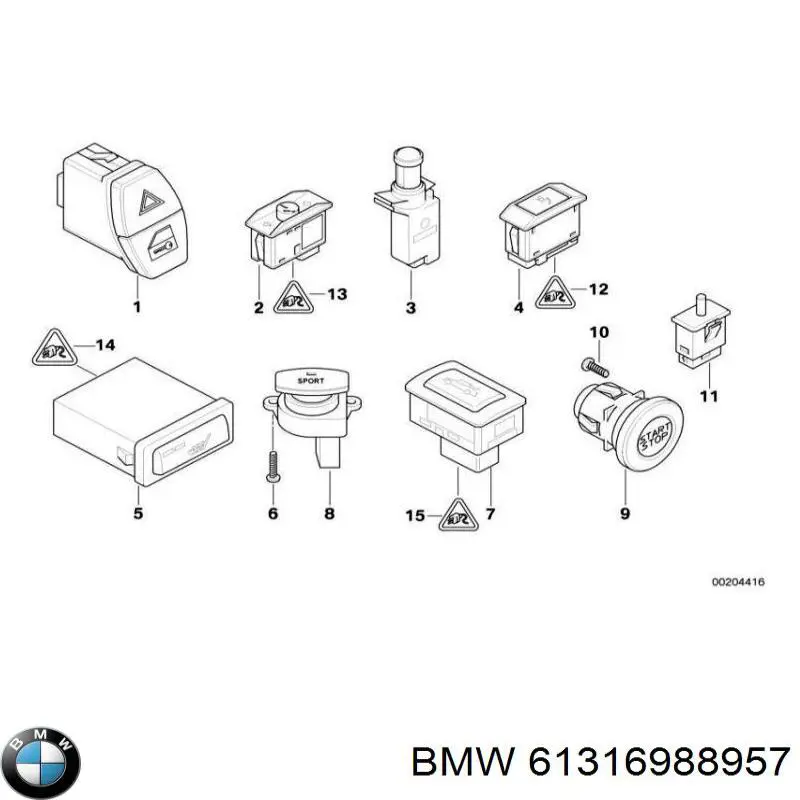 Кнопка включення обігріву сидіння BMW 61316988957 ціна, від 31.67 USD