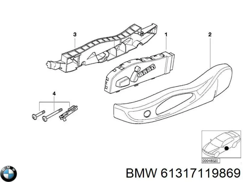 Блок кнопок механізму регулювання сидінь, лівий BMW 61317119869 ціна, від 284.91 USD