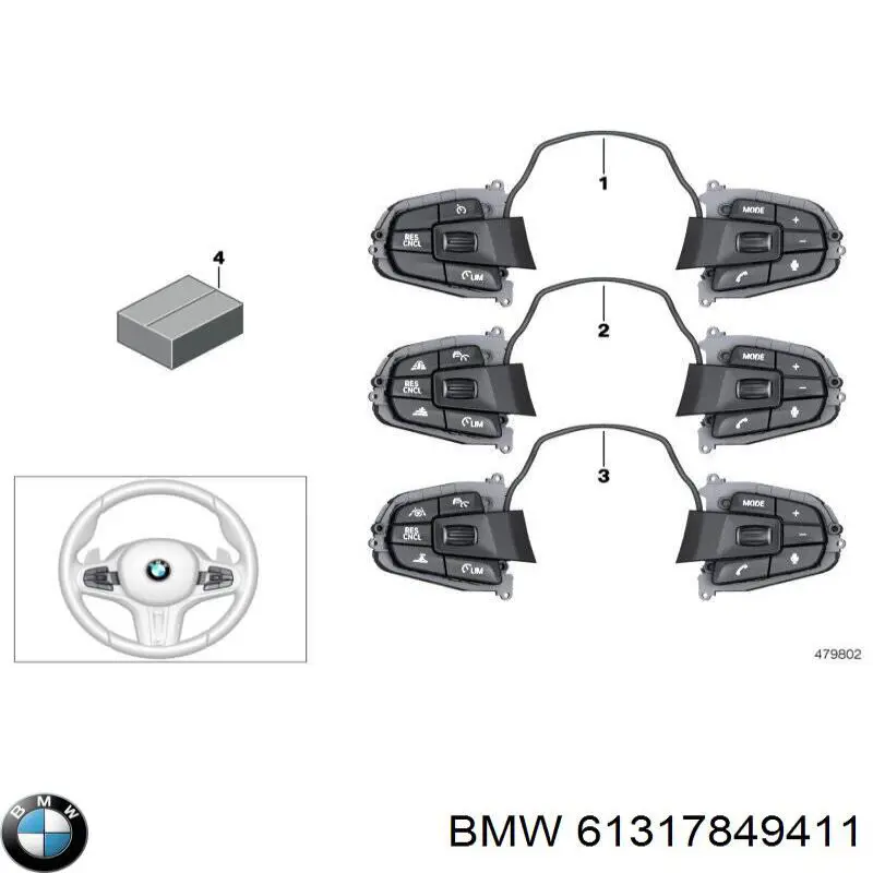 Купити 61317849411 BMW Блок кнопкових перемикачів кермового колеса