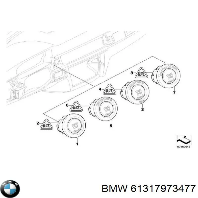 Кнопка запуску двигуна BMW 61317973477 ціна, від 181.86 USD