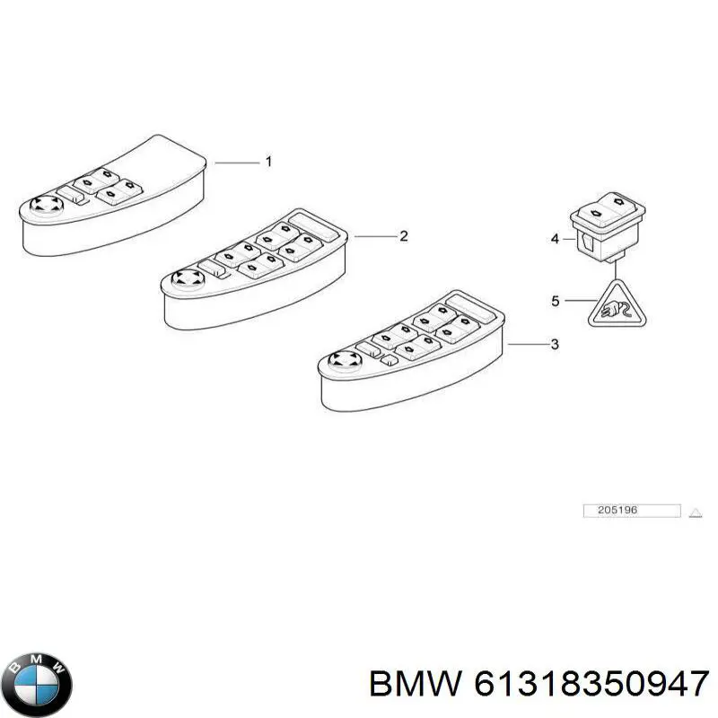 Кнопка включення аварійної сигналізації BMW 61318350947 ціна, від 3.39 USD