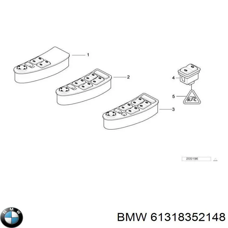 61318352148 BMW Кнопка підйомника переднього правого скла