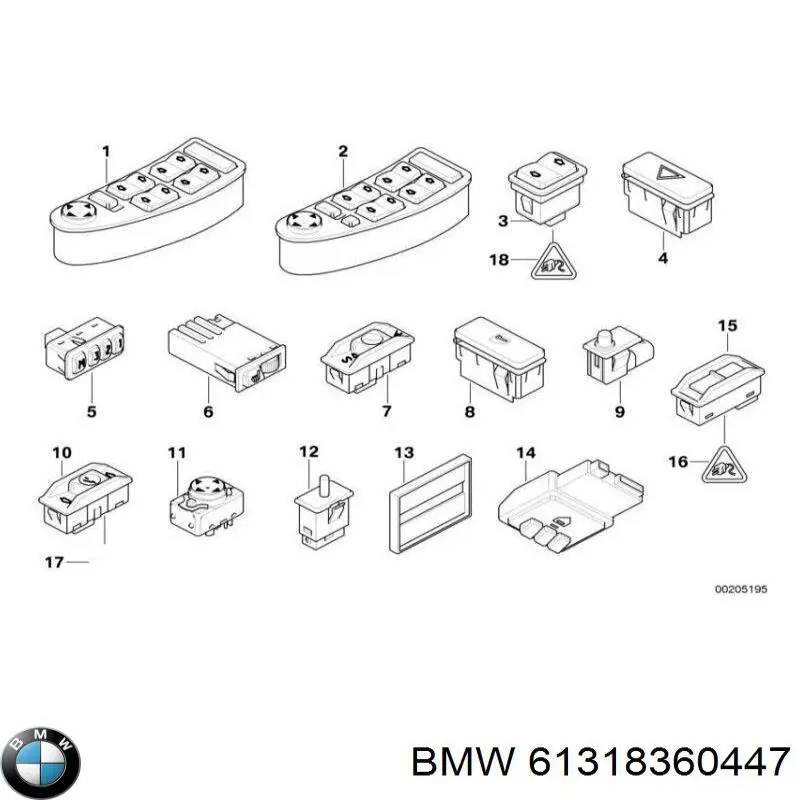 Кнопковий блок керування склопідіймачами передній лівий BMW 61318360447 ціна, від 12.67 USD