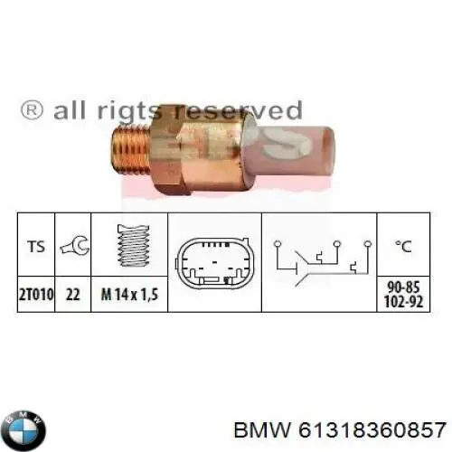 Термо-датчик включення вентилятора радіатора 61318360857 BMW