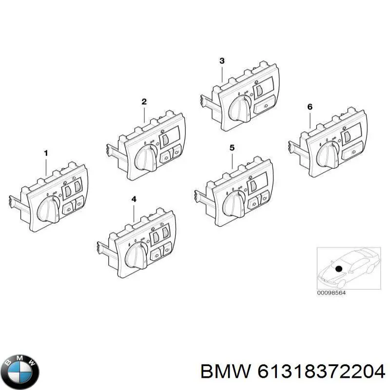 Купити 61318372204 BMW Перемикач світла фар, на "торпеді"