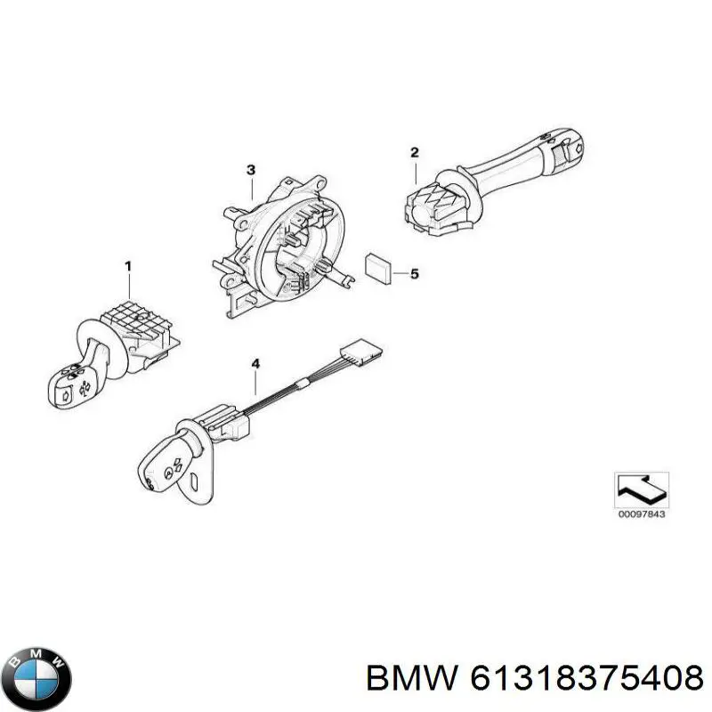 Перемикач підрульовий, правий BMW 61318375408 ціна, від 6.33 USD