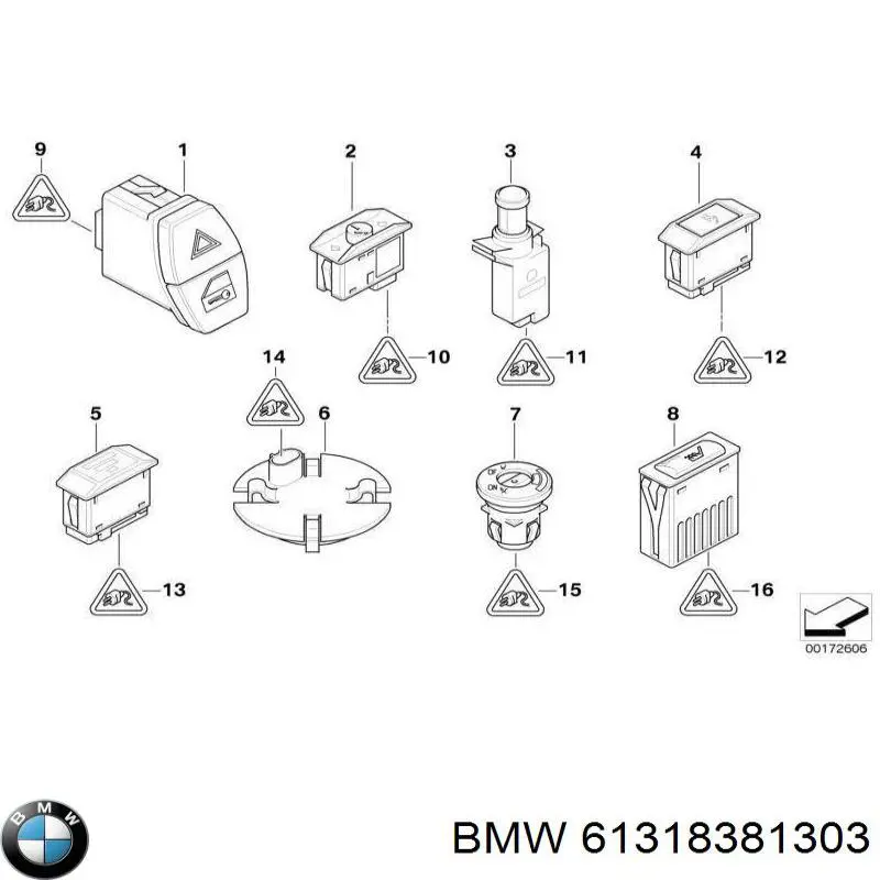 Купити 61318381303 BMW Кнопка вмикання обігріву сидіння