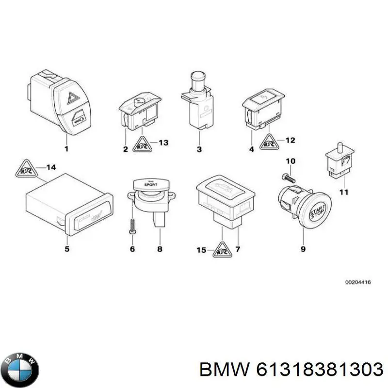 Кнопка включення обігріву сидіння BMW 61318381303 ціна, від 31.67 USD