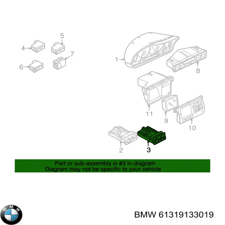Перемикач світла фар, на "торпеді" 61314108587 BMW