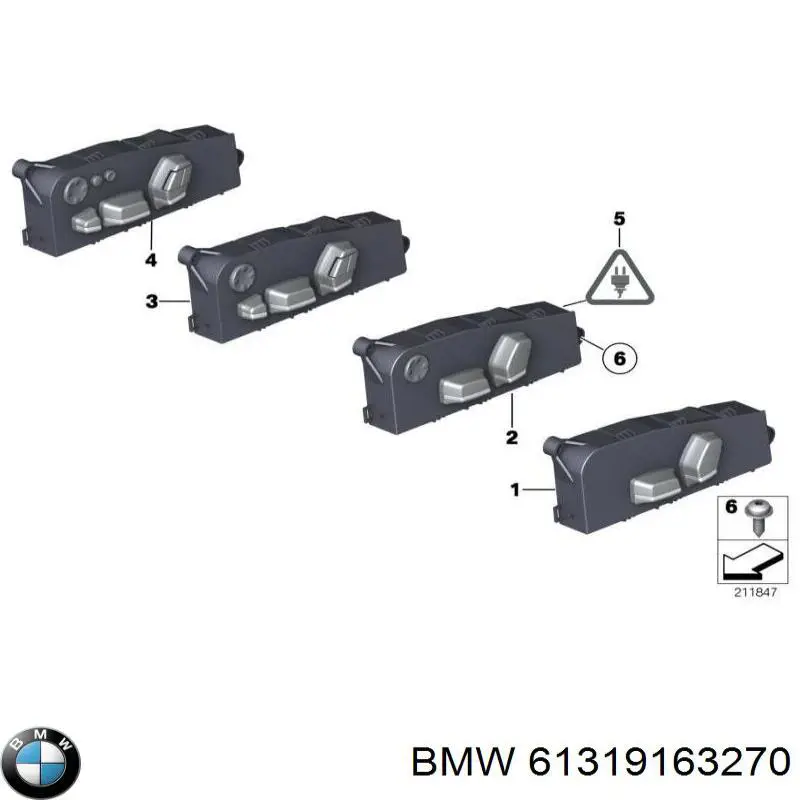 Блок кнопок механізму регулювання сидінь, лівий BMW 61319275081 ціна, від 36.87 USD
