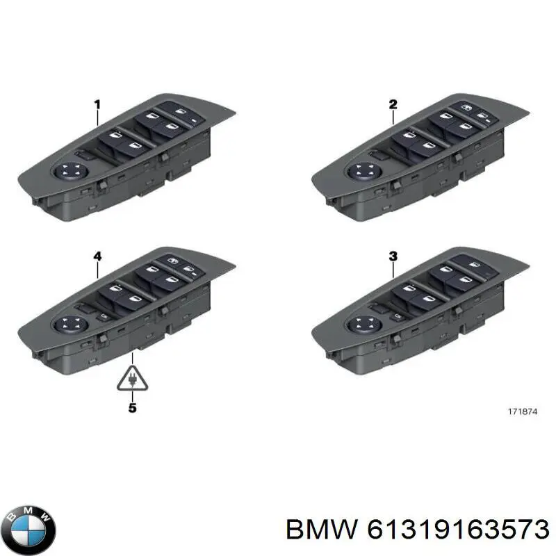 61319241911 BMW Кнопки переднього лівого склопід'ємника