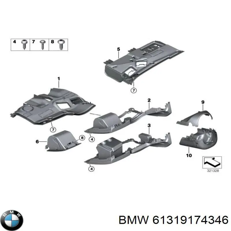 Купити 61319174346 BMW Накладка рульової колонки