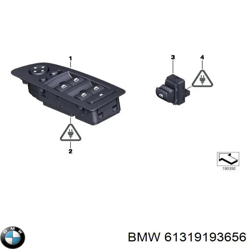 61319193656 BMW кнопковий блок керування склопідіймачами передній лівий