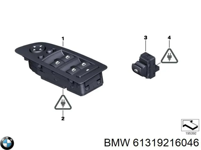 61319216046 BMW кнопковий блок керування склопідіймачами передній лівий