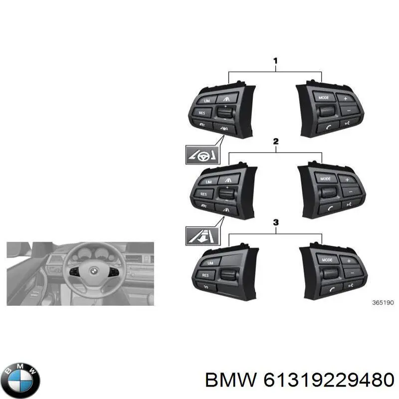 Блок кнопкових перемикачів кермового колеса BMW 61319229480 ціна, від 42.33 USD