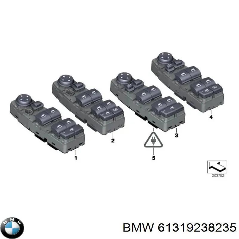 Кнопковий блок керування склопідіймачами передній лівий 61319241951 BMW