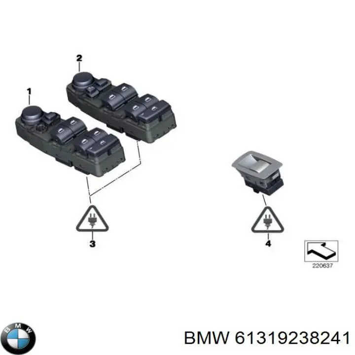 Купити 61319241957 BMW Кнопковий блок керування склопідіймачами передній лівий