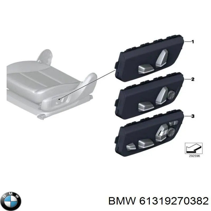 9270382 BMW Блок кнопок механізму регулювання сидінь, правий
