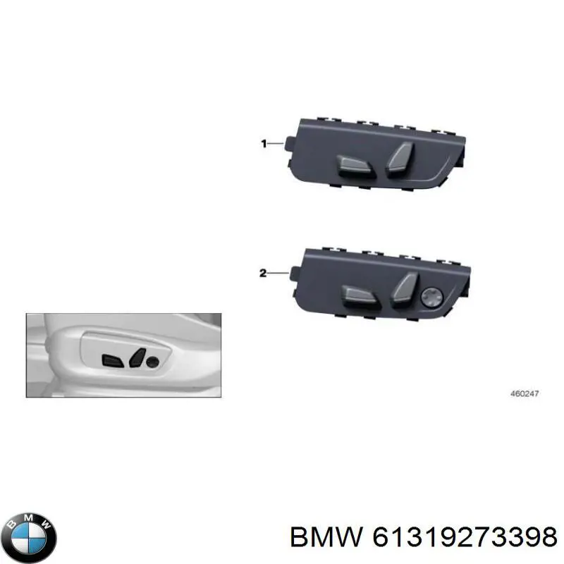 Блок кнопок механізму регулювання сидінь, правий BMW 61319273398 ціна, від 253.37 USD