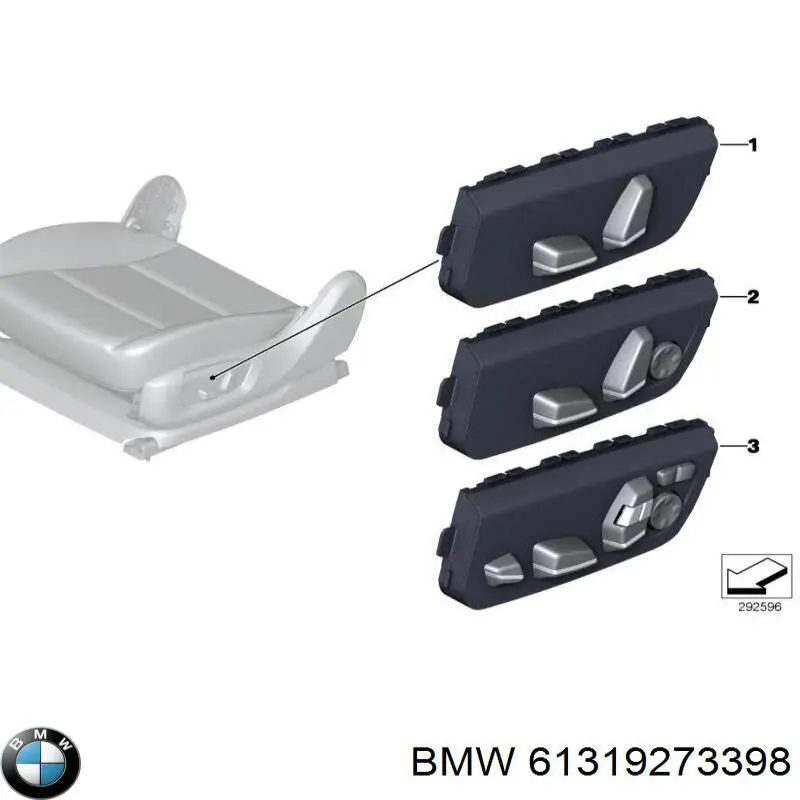 61319273398 BMW Блок кнопок механізму регулювання сидінь, правий