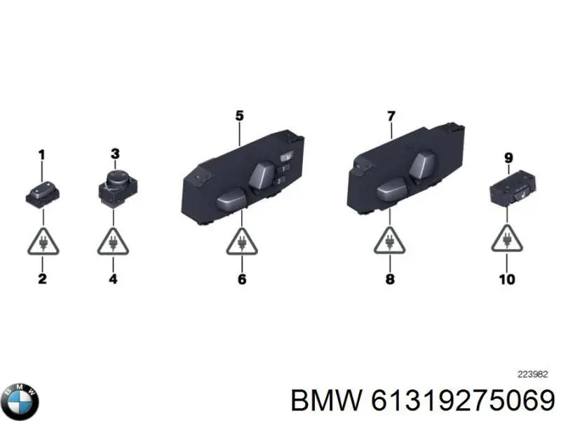 61319275069 BMW Блок кнопок механізму регулювання сидінь, лівий
