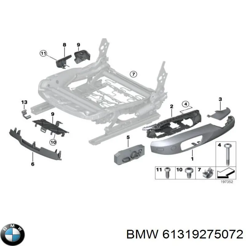 Купити 61319275072 BMW Блок кнопок механізму регулювання сидінь, правий