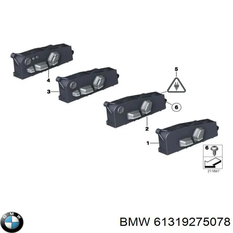 Блок кнопок механізму регулювання сидінь, правий BMW 61319275078 ціна, від 38.37 USD