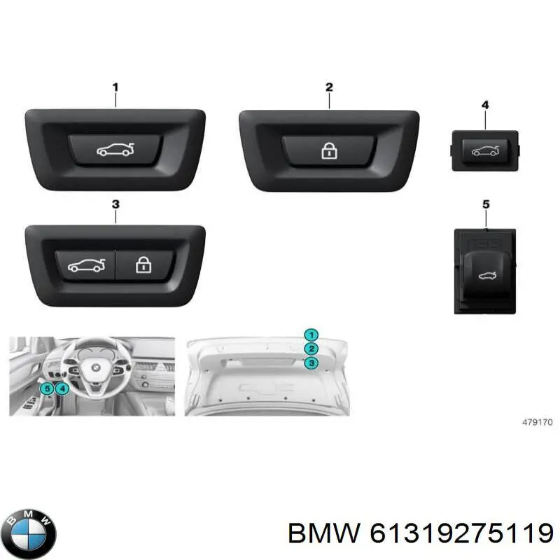 Купити 61319275119 BMW Ручка третіх дверей, зовнішня