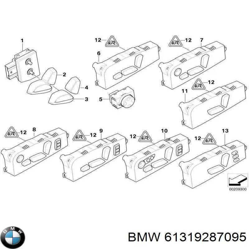 61319287095 BMW Блок кнопок механізму регулювання сидінь, лівий