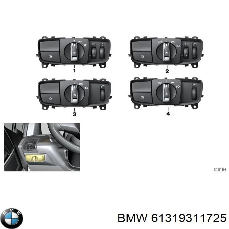 61319311725 BMW Перемикачі електричні (перемикач світла центральний)
