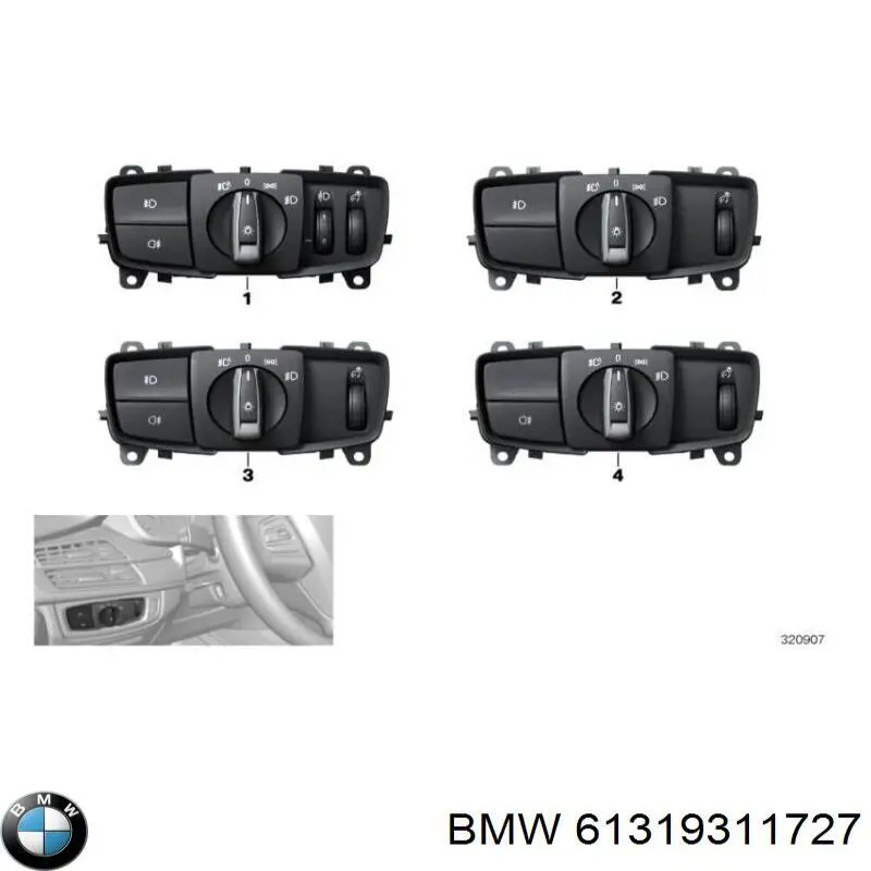 Купити 6824888 BMW Перемикач світла фар, на "торпеді"