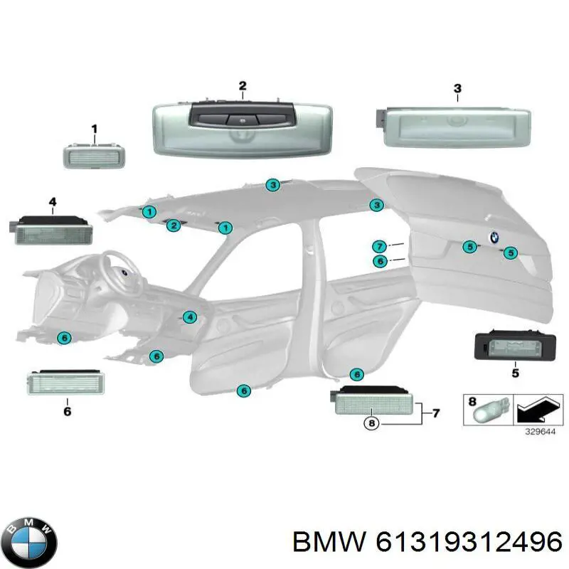 61319312496 BMW Лампочка освітлення салону