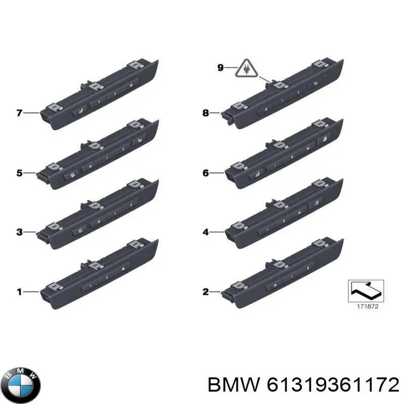 Блок кнопок механізму регулювання сидінь, лівий BMW 61319361172 ціна, від 144.60 USD