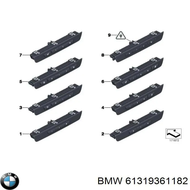 Блок кнопок механізму регулювання сидінь, правий BMW 61319361182 ціна, від 38.09 USD