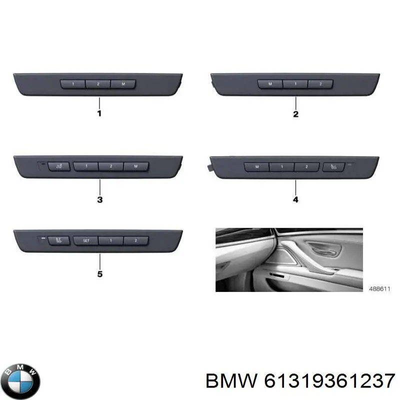 61319361237 BMW Блок кнопок механізму регулювання сидінь