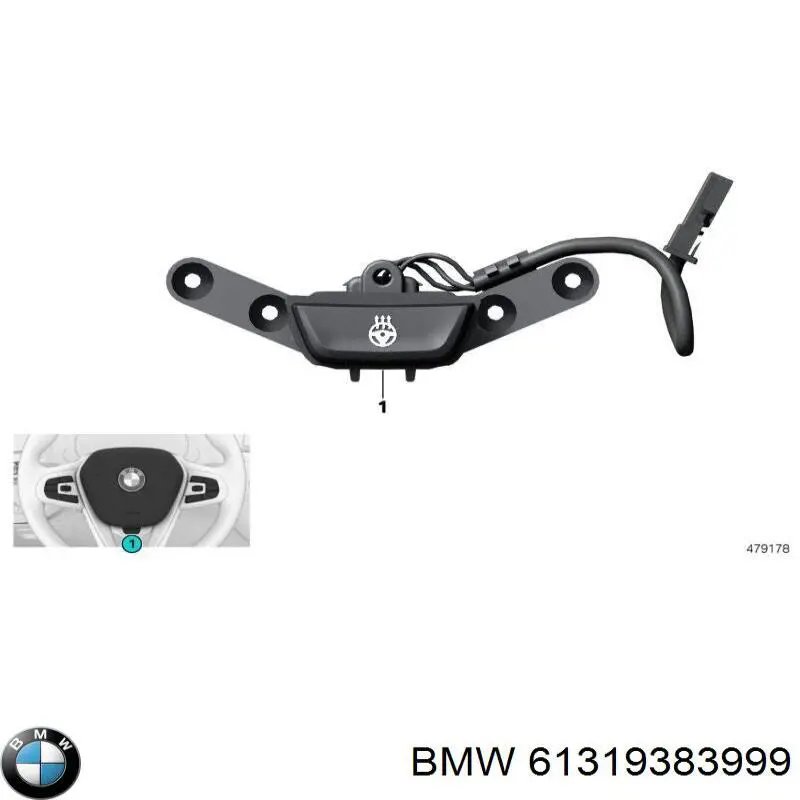61319383999 BMW Кнопка вмикання обігріву керма