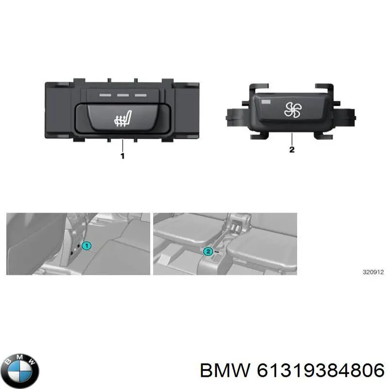 Кнопка вмикання обігріву сидіння 9163293 BMW