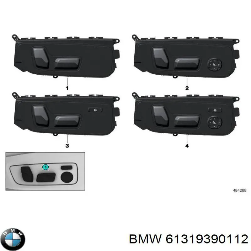 61319390112 BMW Блок кнопок механізму регулювання сидінь, правий